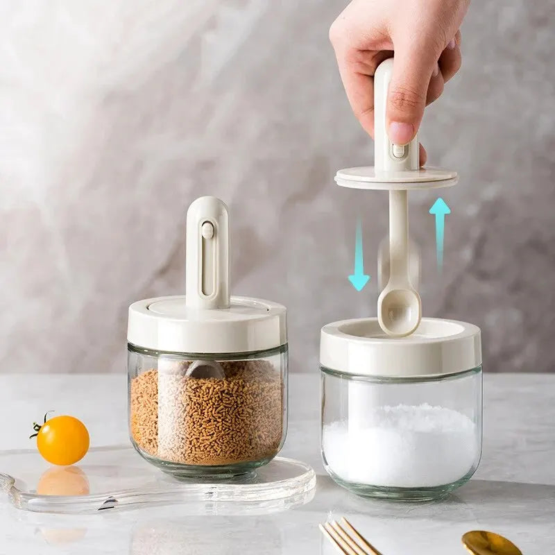 Glass Seasoning Bottle With Telescopic Spoon